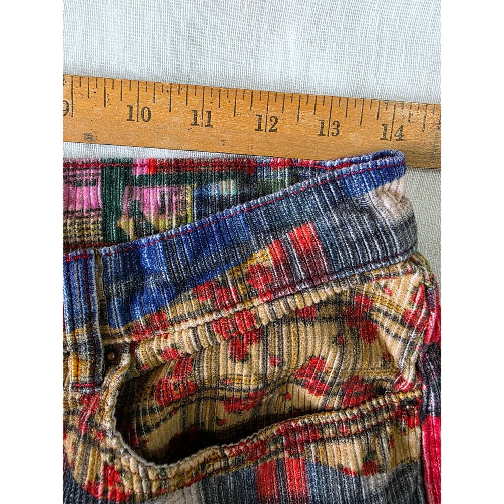 BDG High & Wide Patchwork Corduroy Pants Multicolor Floral Plaid Sz 30 Indie Y2K - Picture 8 of 8